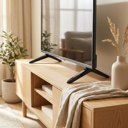 Basepair™ Plastic TV Stand Base Pair in a calm home setting