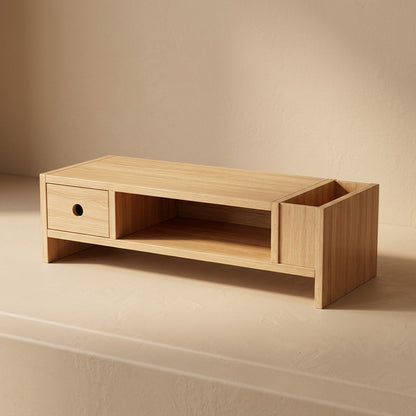 Drawerrest™ Wooden Monitor Stand With Drawer, material and detail close-up