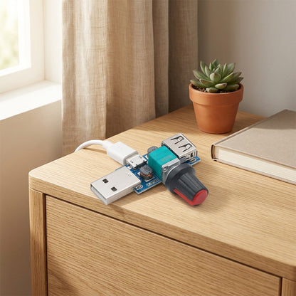 Breezetune™ USB Fan Speed Regulator in a calm home setting