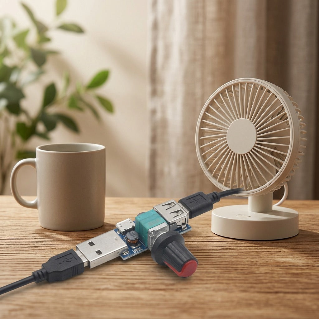 Breezetune™ USB Fan Speed Regulator, styled close view
