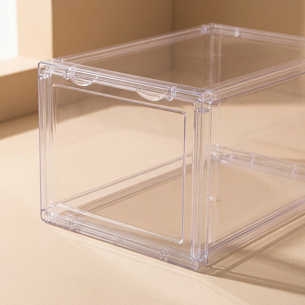 Shoecrystal™ Transparent PET Shoe Storage Box, material and detail close-up