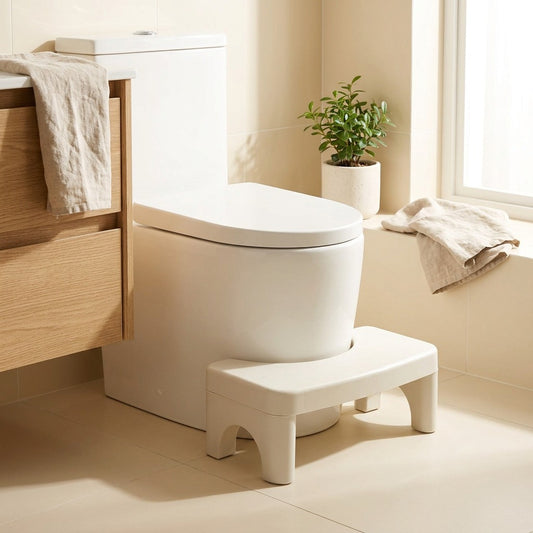 Toestep™ Plastic Toilet Stool in a calm home setting