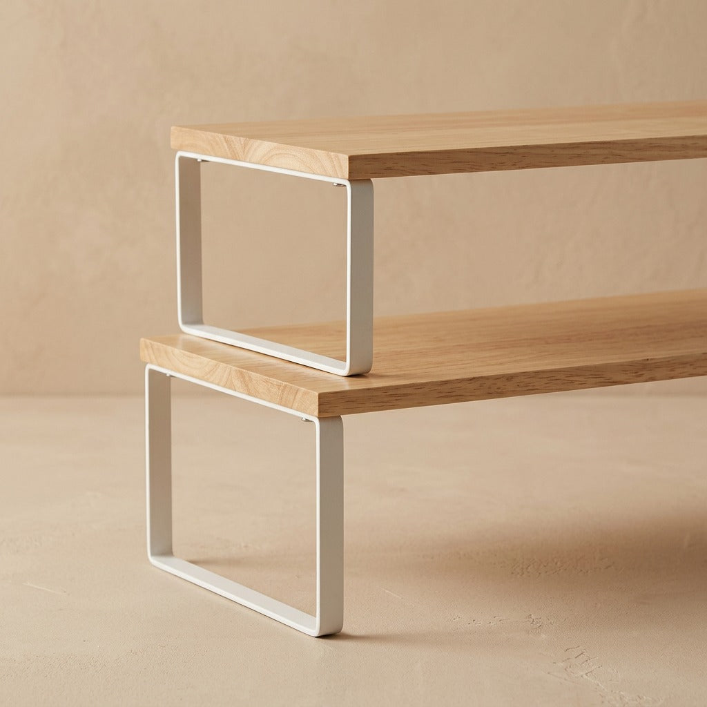 Stackledge™ Two-Tier Desktop Storage Rack, material and detail close-up