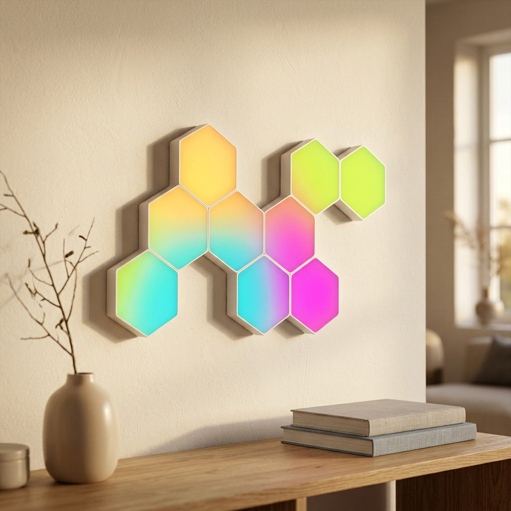 Hexaglow™ Hexagonal LED Atmosphere Light, styled close view