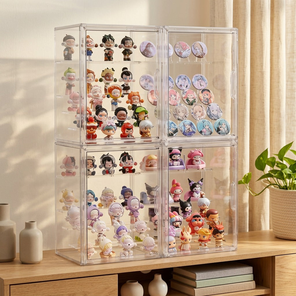Figvault™ PET Blind Box Display Case in a calm home setting