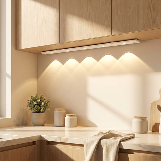 Shelfshine™ LED Cabinet Light Strip in a calm home setting