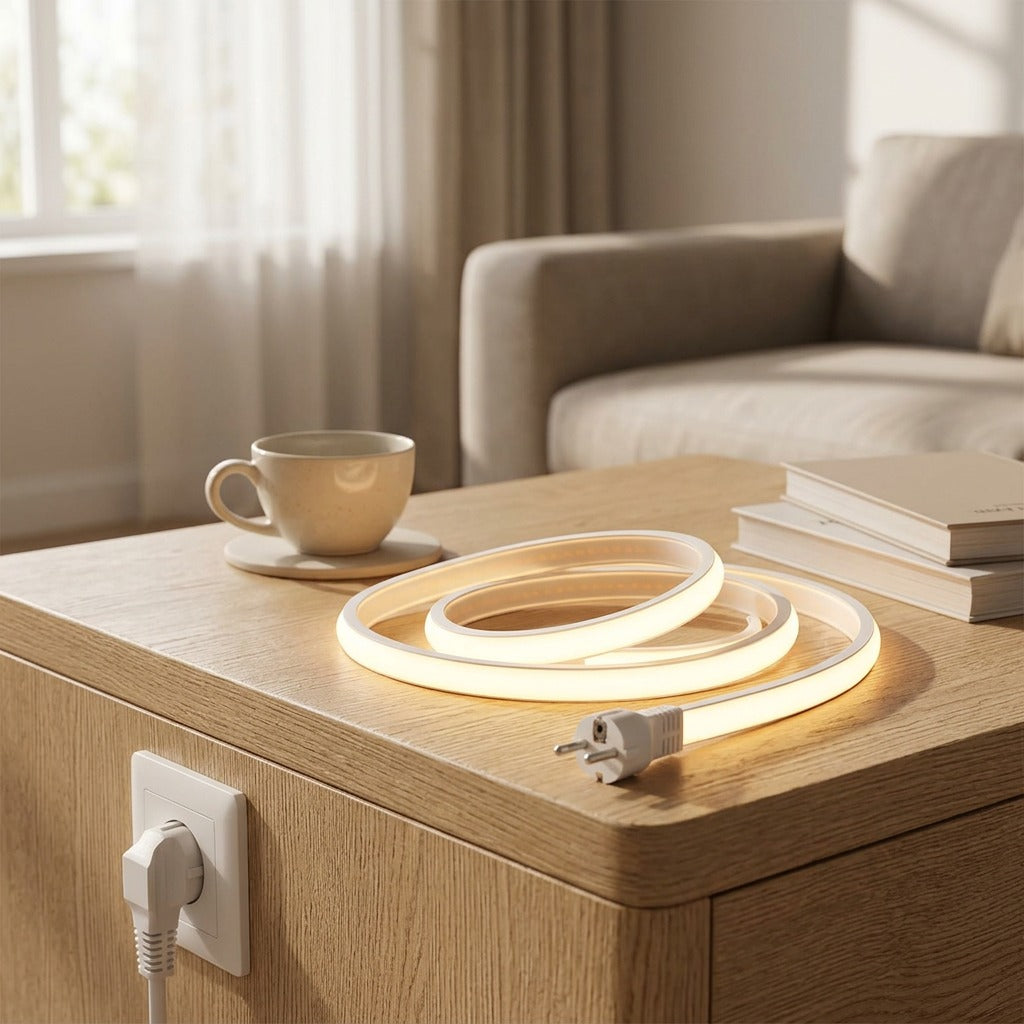 Plugshine™ COB LED Light Strip With European Plug, styled close view