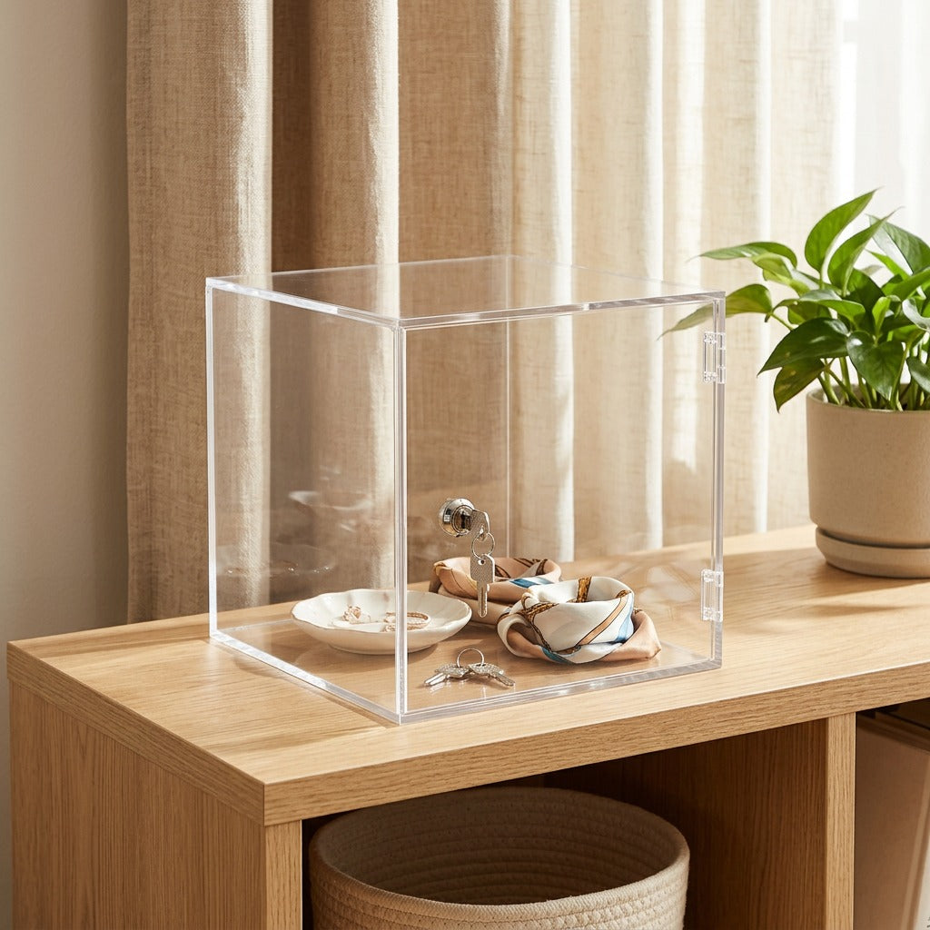 Lucentbox™ High-Transparency Acrylic Display Box in a calm home setting