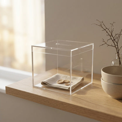 Lucentbox™ High-Transparency Acrylic Display Box, styled close view