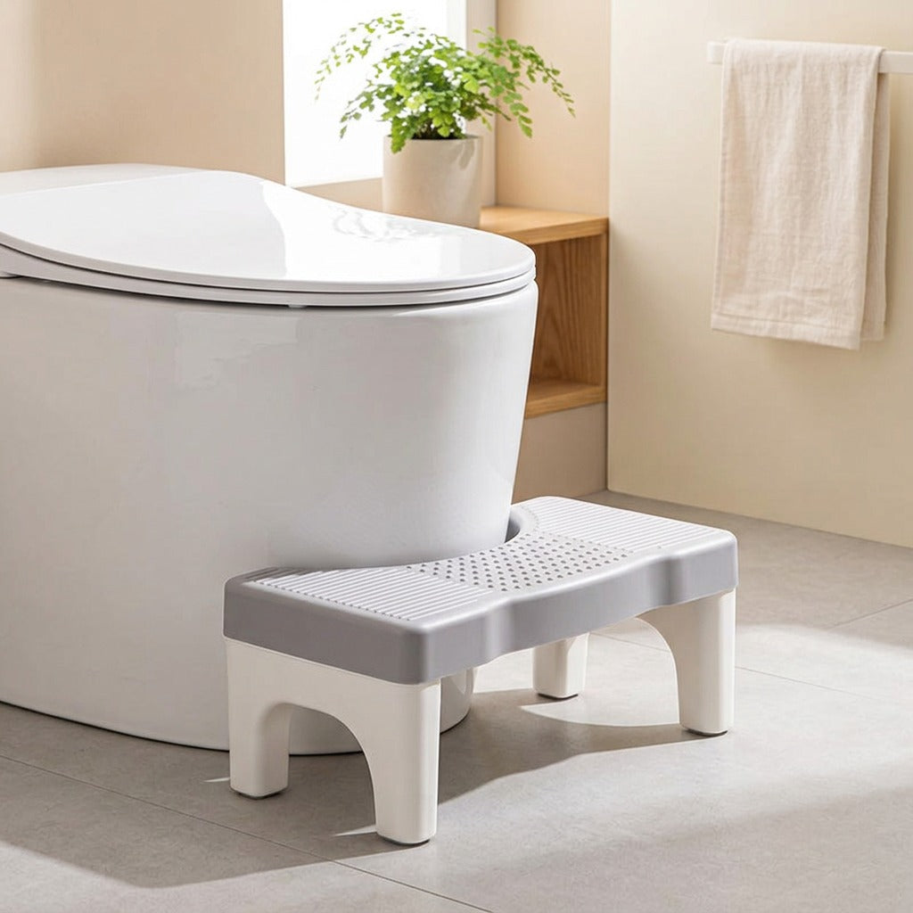 Toeperch™ PP Toilet Footstool in a calm home setting
