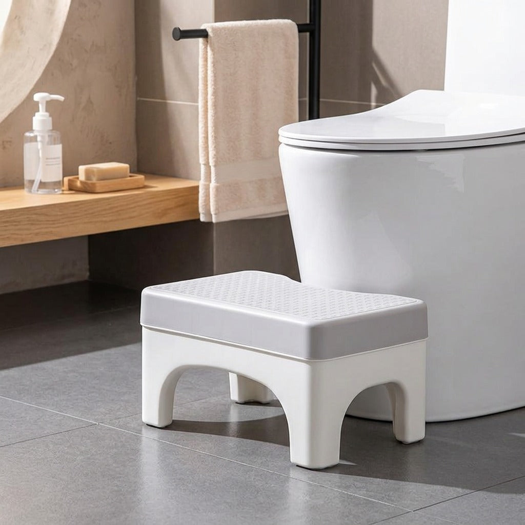 Toeperch™ PP Toilet Footstool, styled close view