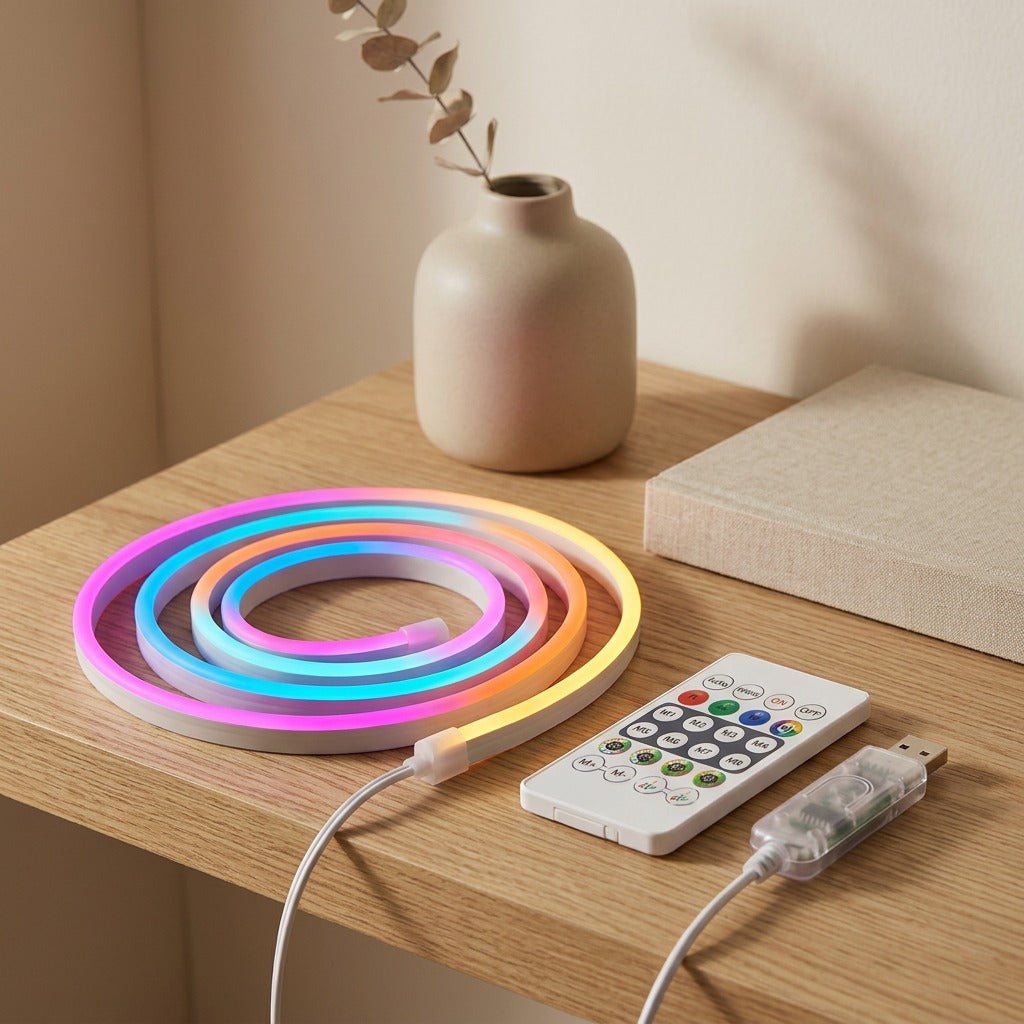 Glowribbon™ RGBIC Neon Light Strip, styled close view