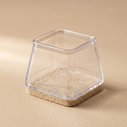 Clearfoot™ Square Transparent Chair Leg Covers, material and detail close-up