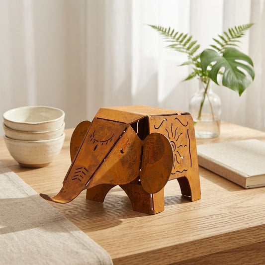Trunkiron™ Iron Elephant Desktop Decoration in a calm home setting
