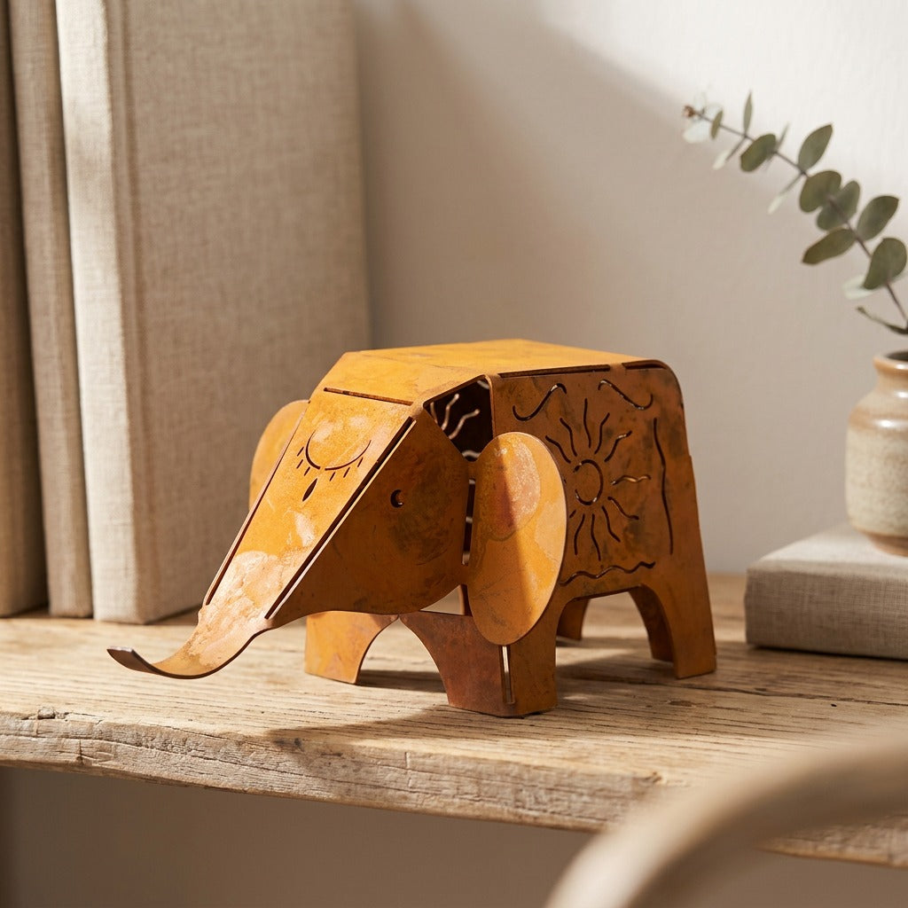 Trunkiron™ Iron Elephant Desktop Decoration, styled close view