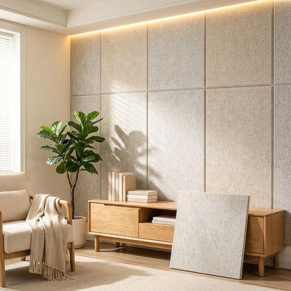 Feltmuffle™ Polyester Felt Sound-Absorbing Panels in a calm home setting