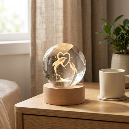 Starbeam™ White Crystal Ball Night Light in a calm home setting