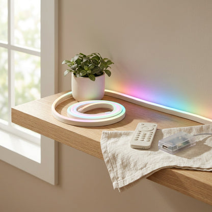 Soundglow™ Bluetooth Sound-Controlled LED Light Strip in a calm home setting
