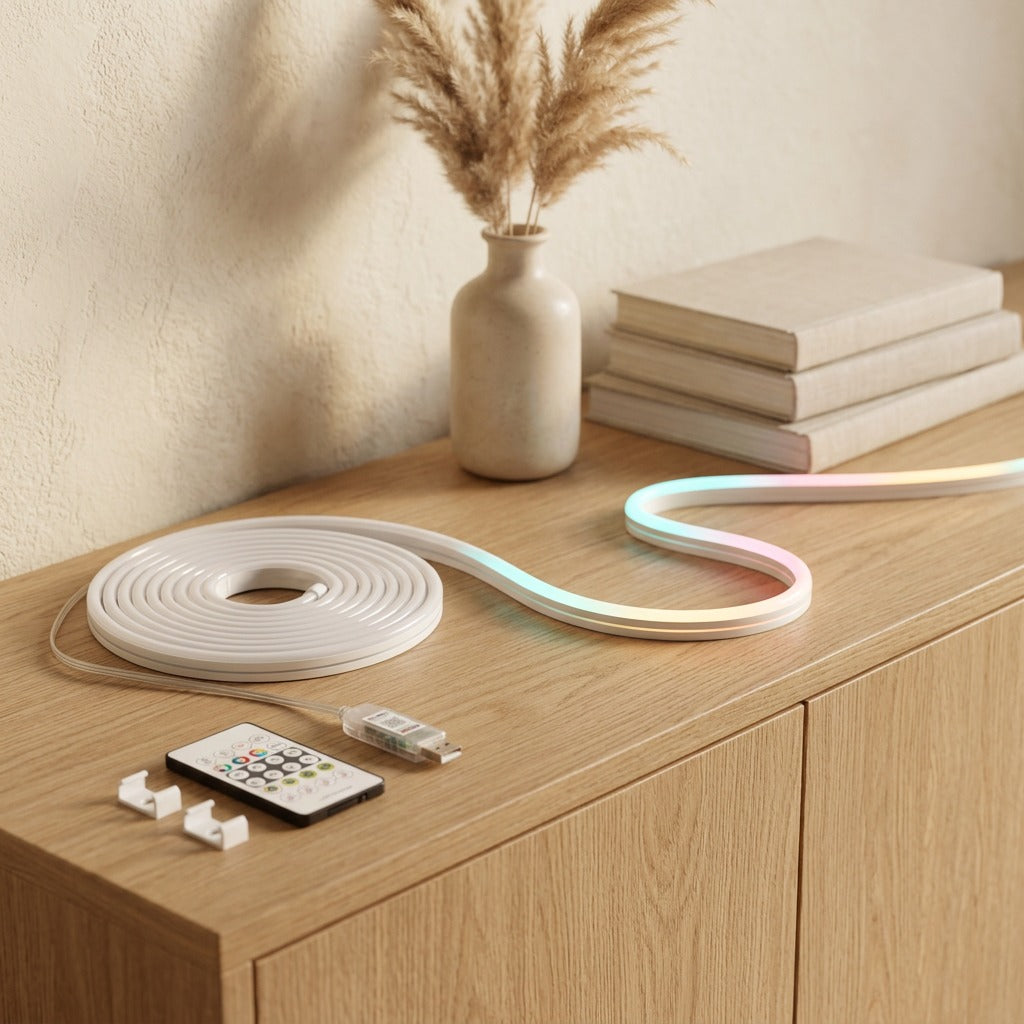 Soundglow™ Bluetooth Sound-Controlled LED Light Strip, styled close view