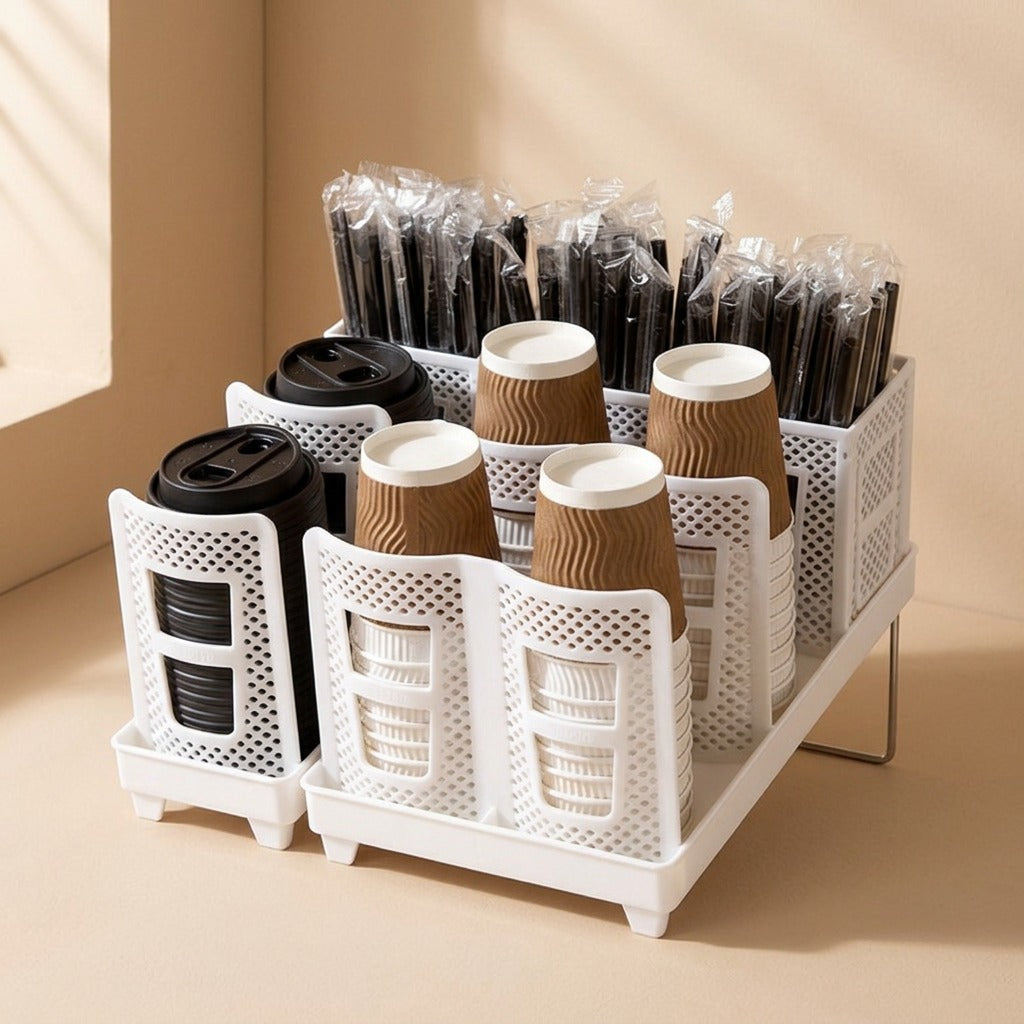 Cupperch™ Plastic Desktop Cup Storage Rack, material and detail close-up