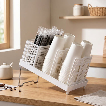 Cupperch™ Plastic Desktop Cup Storage Rack, styled close view