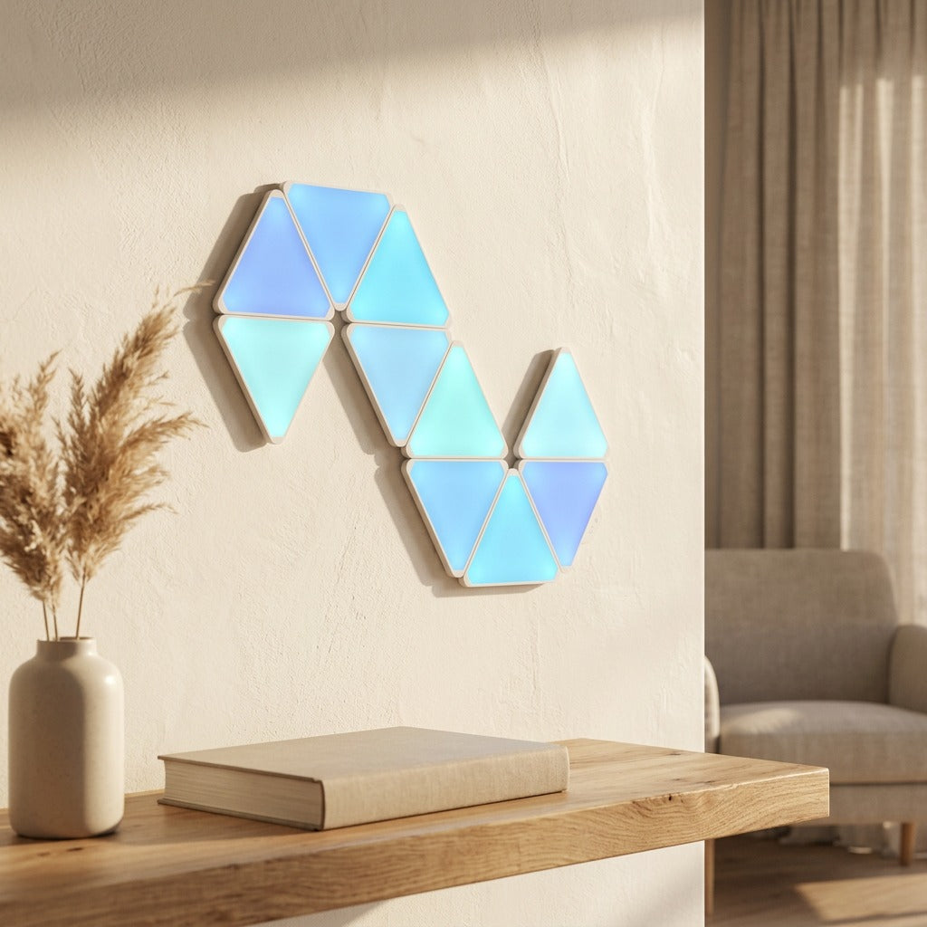 Prismtile™ Triangular RGB Light Board, styled close view