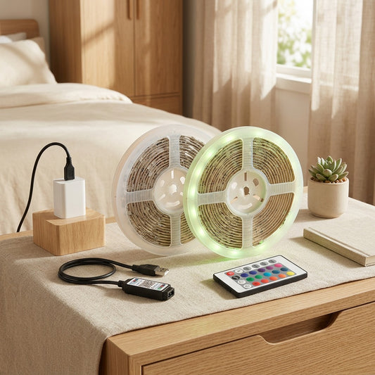 Syncstripe™ RGB Bluetooth LED Light Strip in a calm home setting