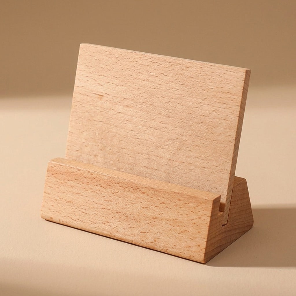 Daygrain™ Beech Wood Desk Calendar Stand, material and detail close-up