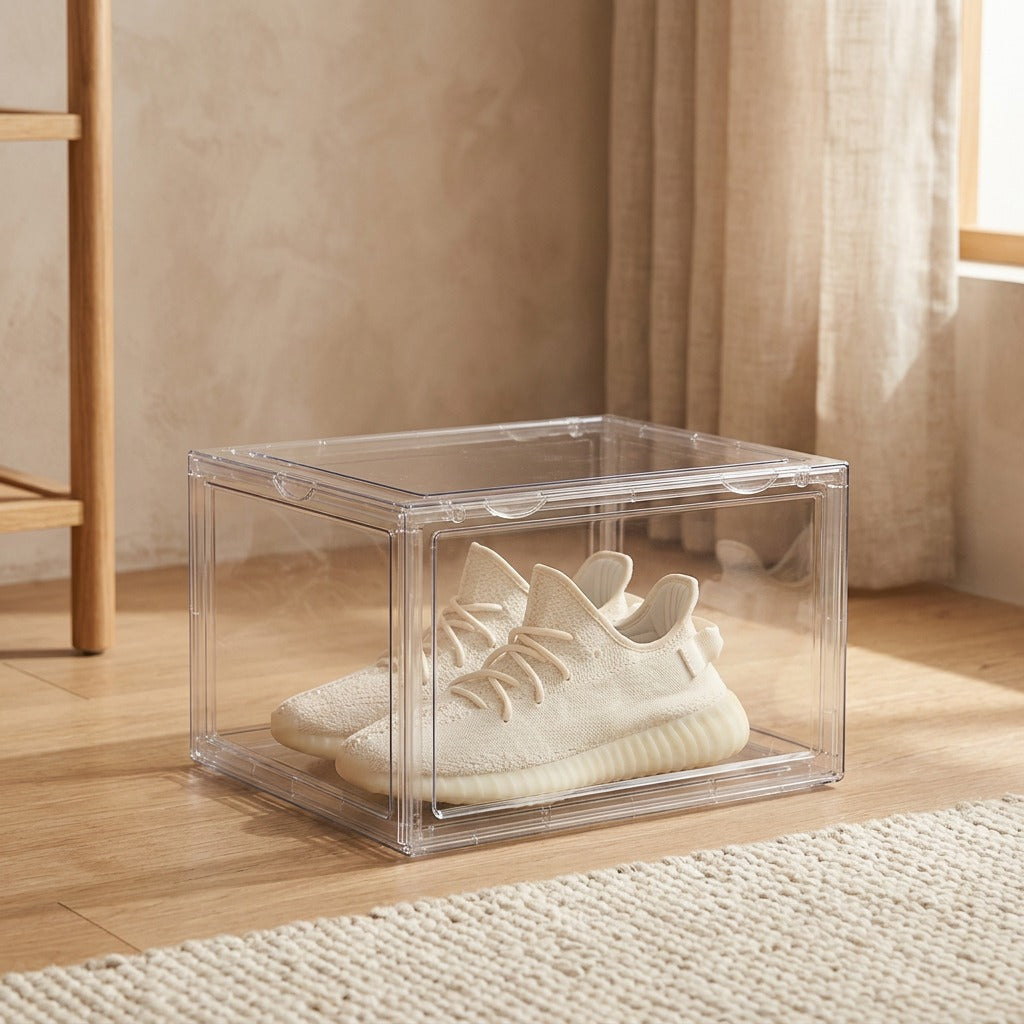 Shoeportal™ Transparent PET Shoe Storage Box, styled close view