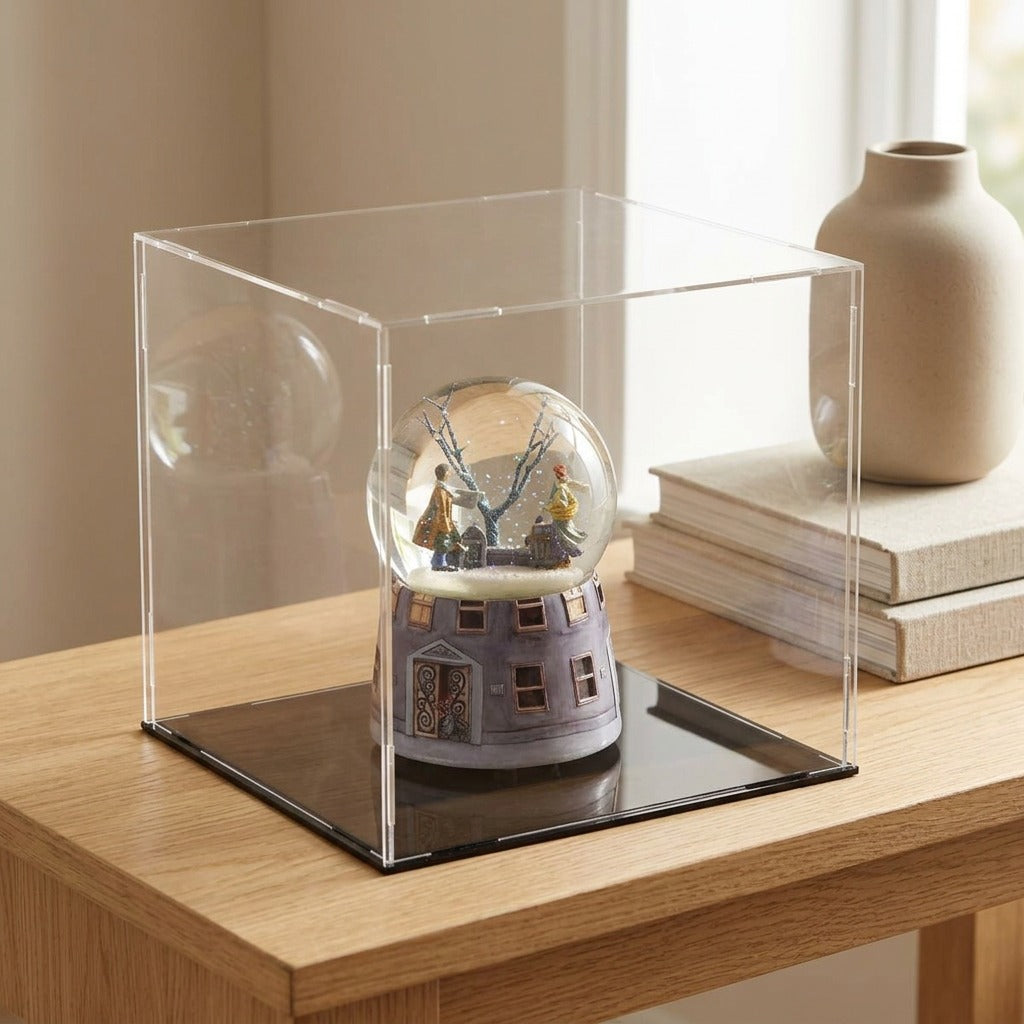 Squareview™ Clear Acrylic Square Display Box, styled close view