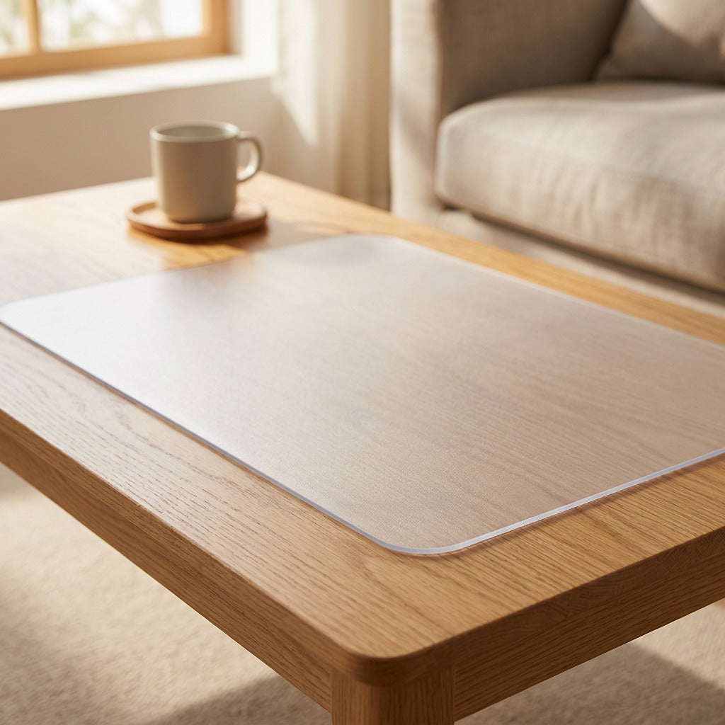 Cupguard™ PVC Coffee Table Mat, styled close view