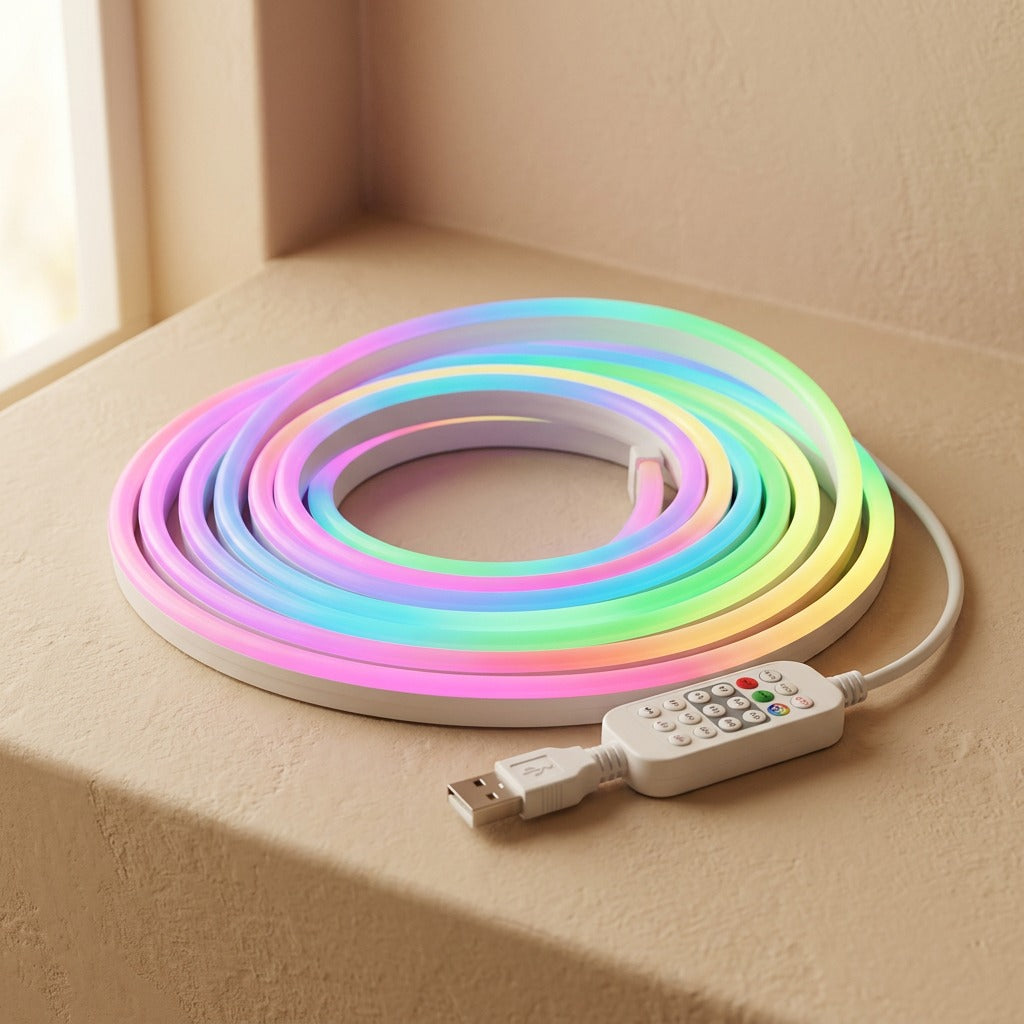 Neonflow™ RGB Neon Light Strip, material and detail close-up