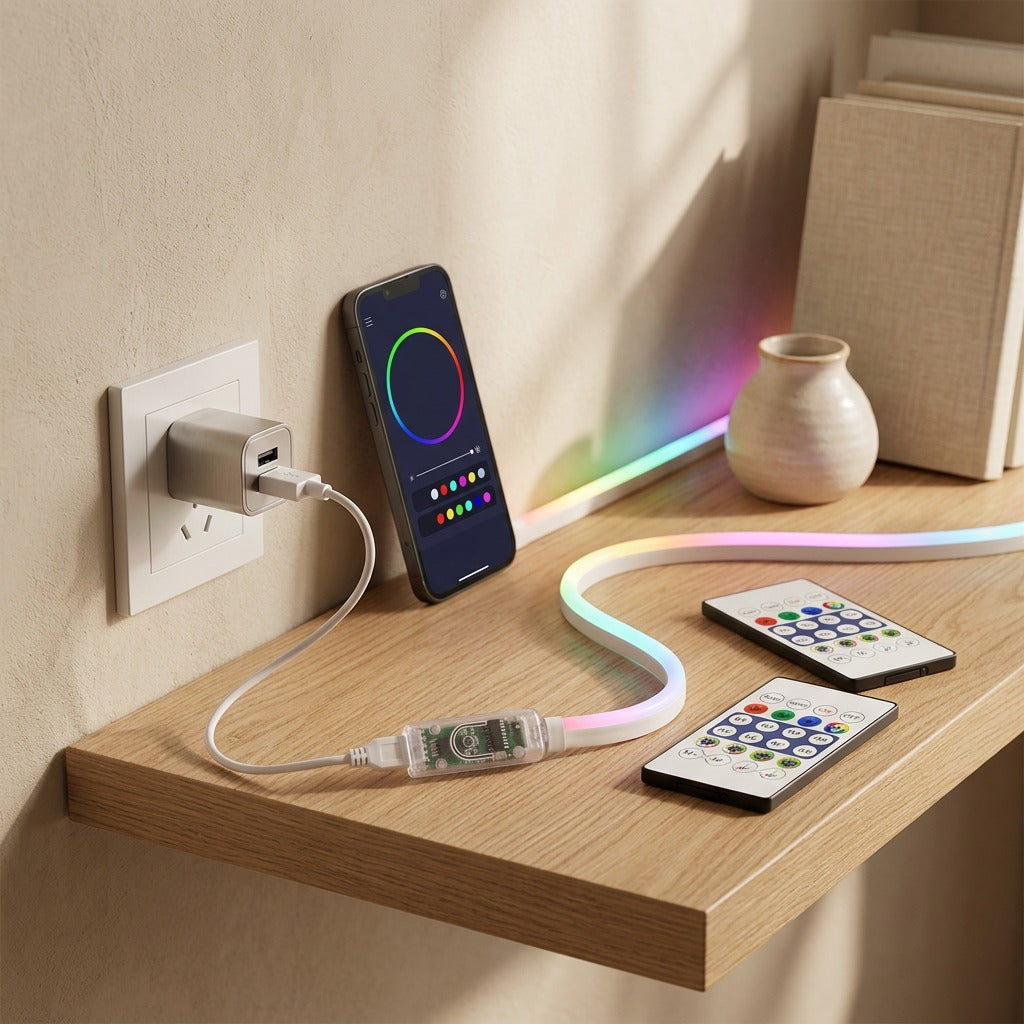 Neonflow™ RGB Neon Light Strip, styled close view