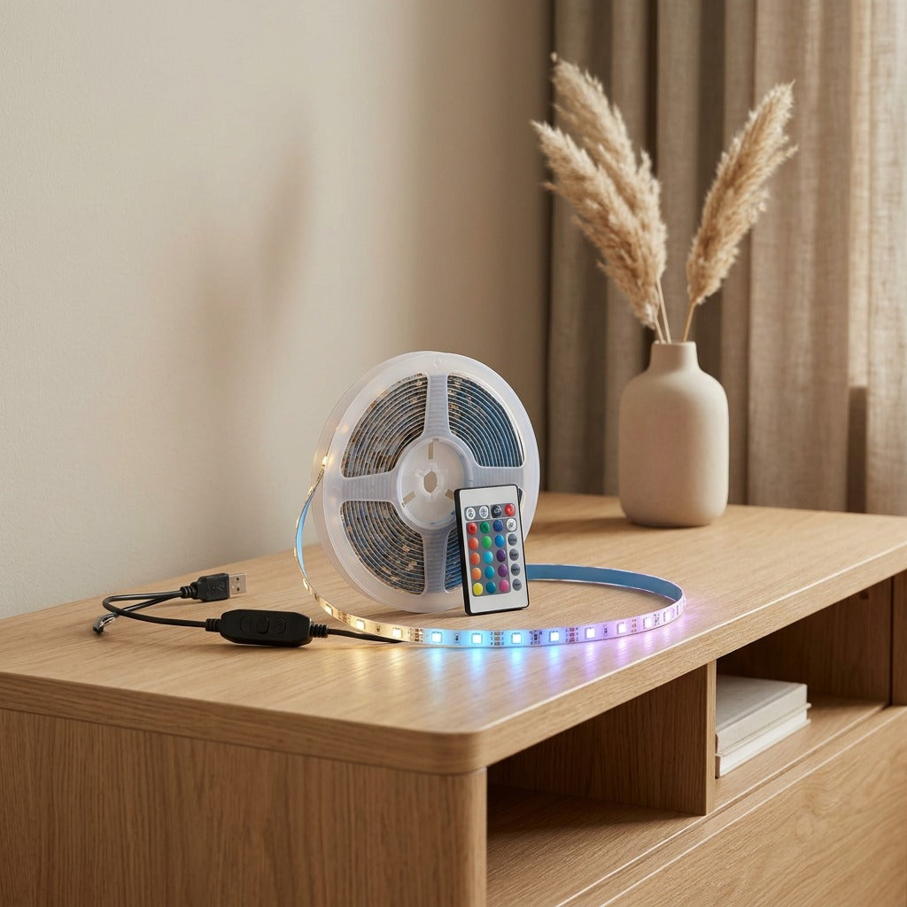 Colorstream™ RGB LED Light Strip with Remote Control, styled close view