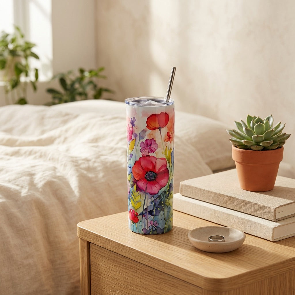 Strawkeep™ 304 Stainless Steel Insulated Cup With Straw in a calm home setting