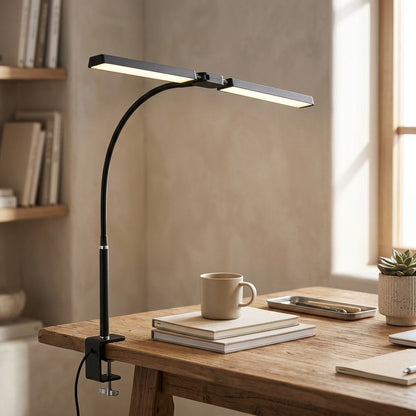 Twinclamp™ Double-Headed Clip Desk Lamp, styled close view