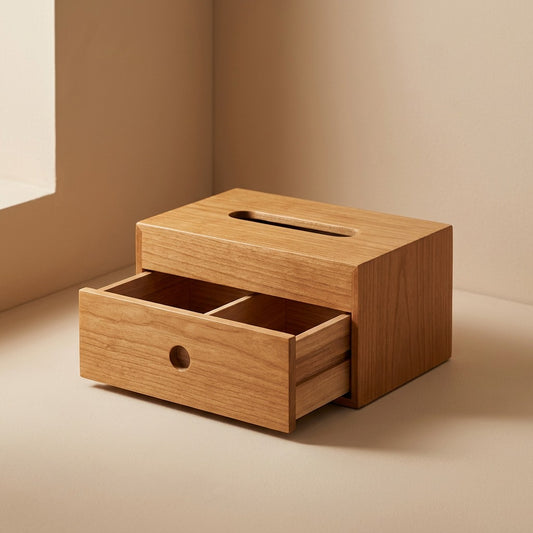 Tuckwood™ Poplar Wood Tissue Box With Drawer
