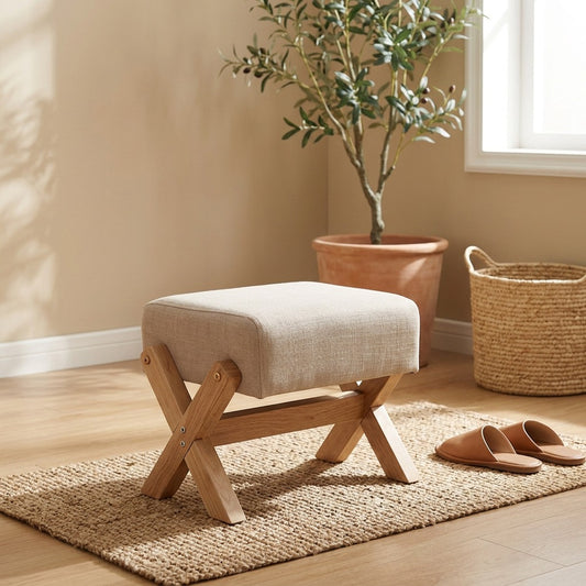Sitstep™ Solid Wood Shoe-Changing Stool in a calm home setting