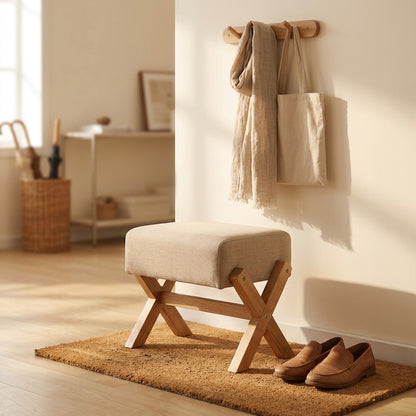 Sitstep™ Solid Wood Shoe-Changing Stool, styled close view