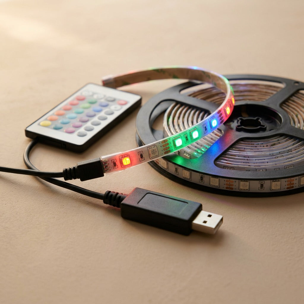 Colorstrip™ 5V RGB LED Light Strip Set, material and detail close-up