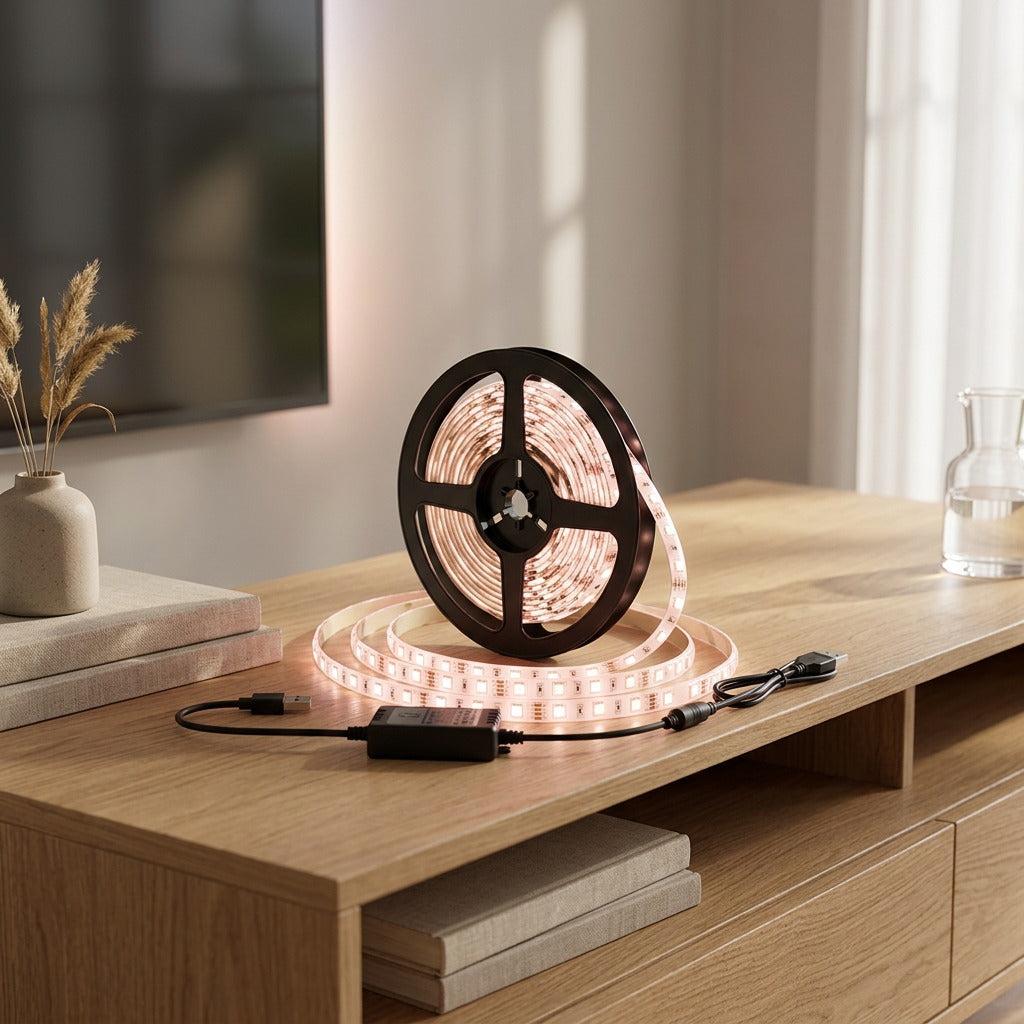 Colorstrip™ 5V RGB LED Light Strip Set, styled close view