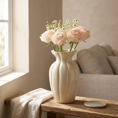 Stemglaze™ Ceramic Flower Vase, styled close view