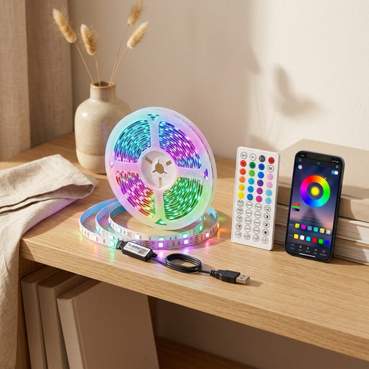 Volthue™ 5V RGB LED Light Strip in a calm home setting