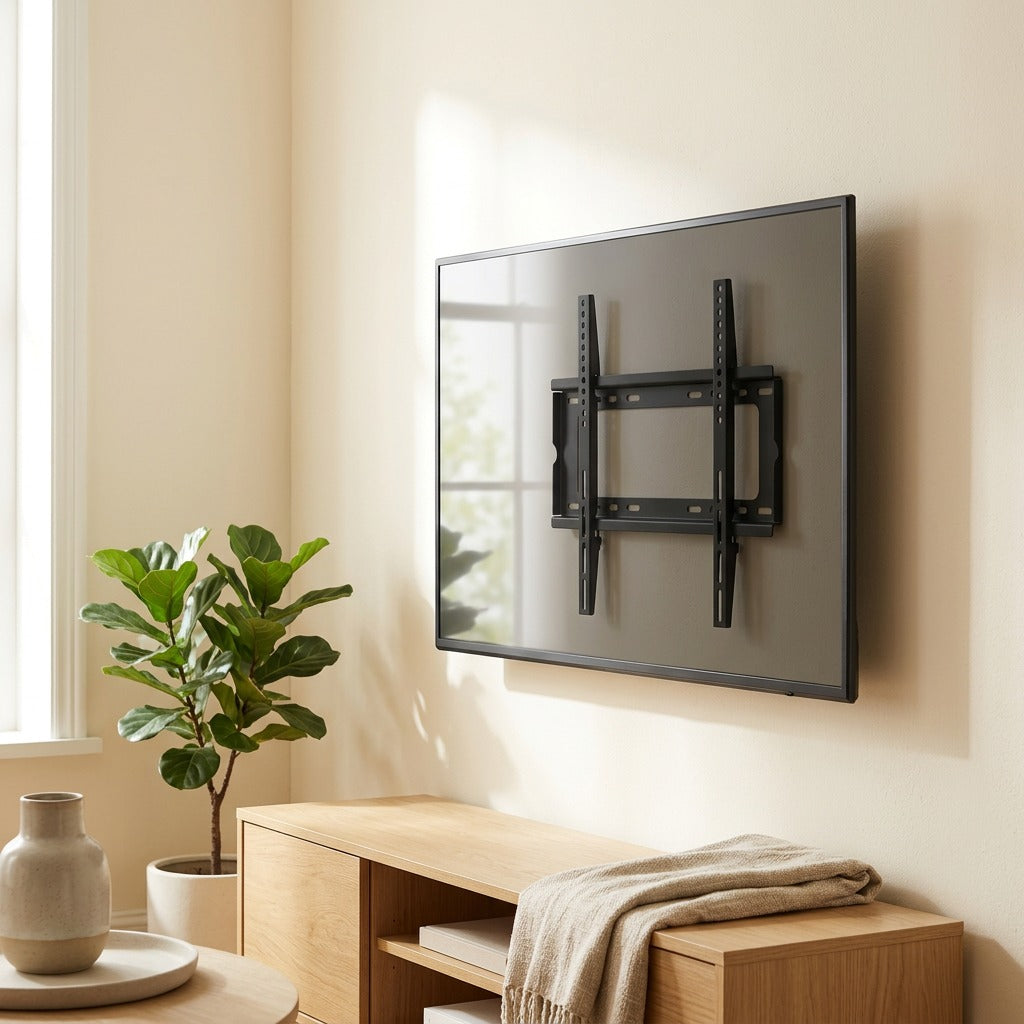 Pivotbrace™ Mechanical Iron Wall TV Bracket in a calm home setting