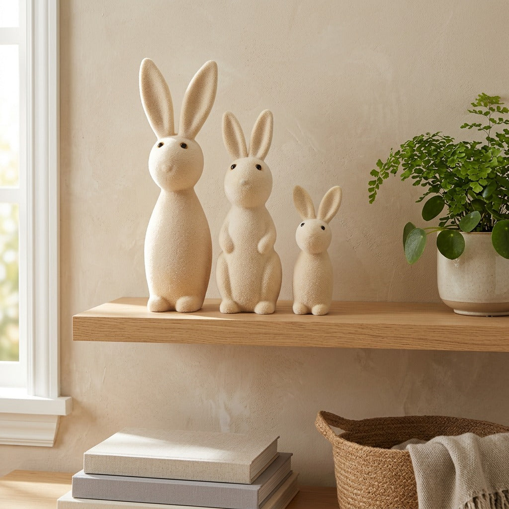 Bunnygleam™ Resin Rabbit Living Room Decor in a calm home setting