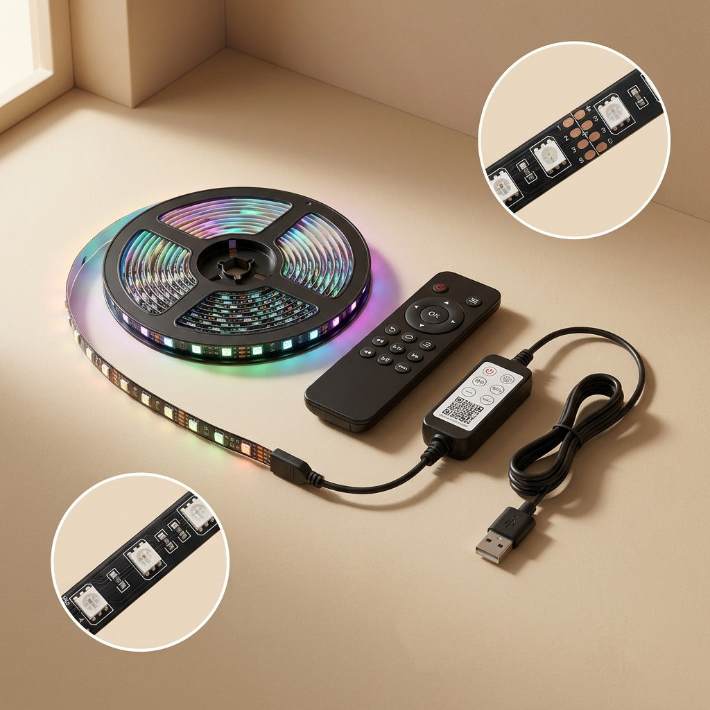 Hueclick™ RGB LED Strip Lights With Remote Control, material and detail close-up