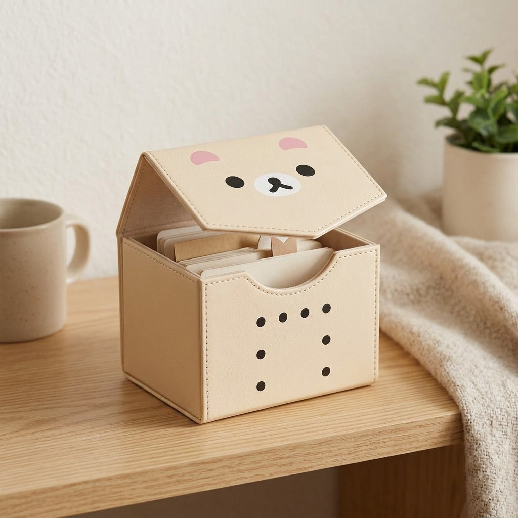 Toonstash™ PU Cartoon Card Storage Box, styled close view