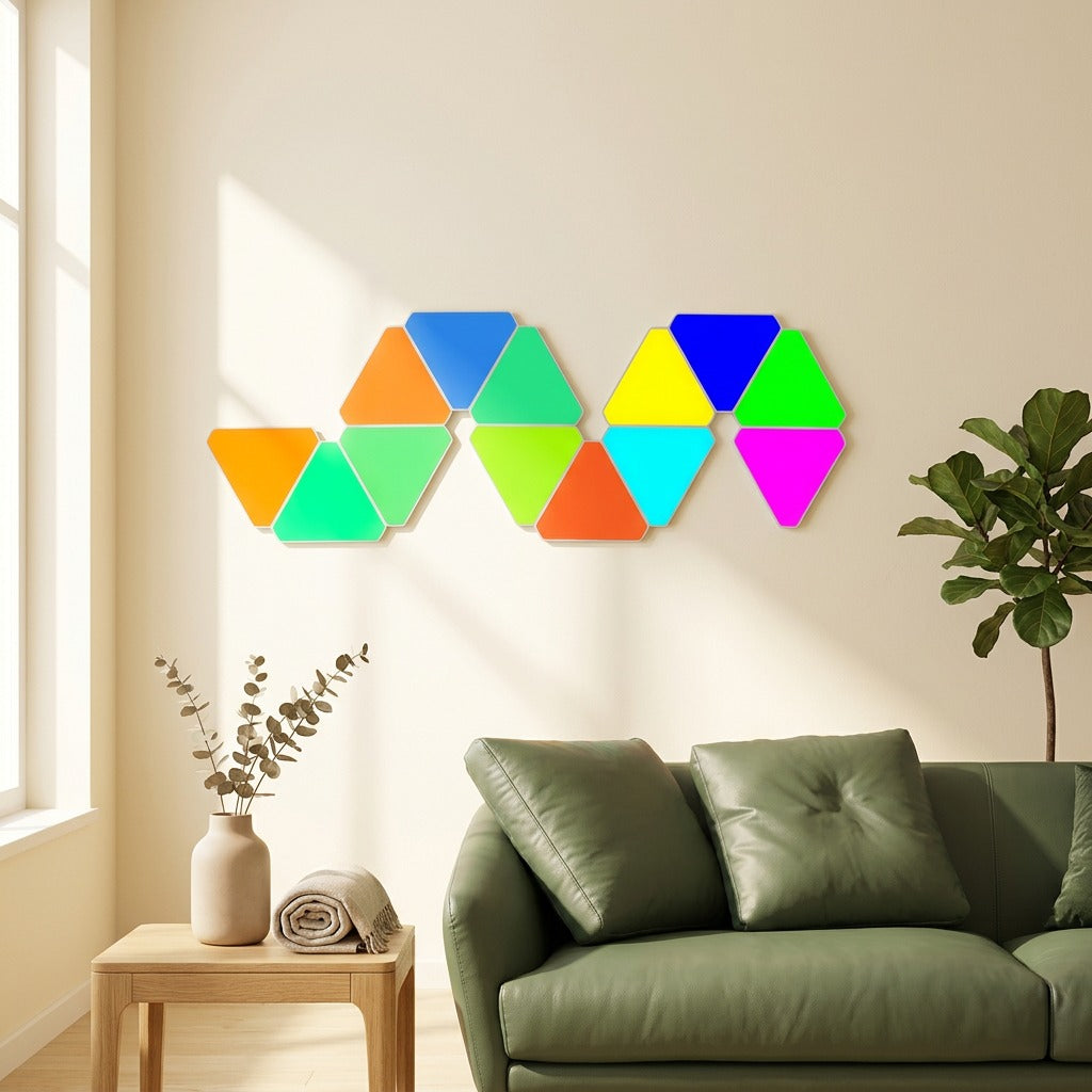 Prismglow™ Acrylic Quantum Wall Lamp in a calm home setting