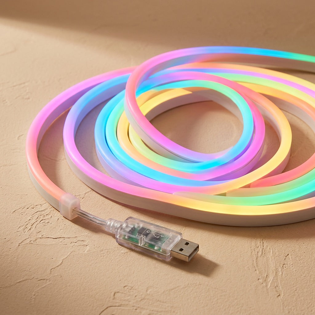 Glowbeat™ RGB Bluetooth Neon Light Strip, material and detail close-up