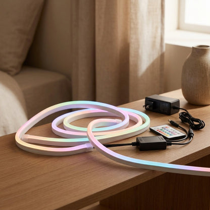 Glowbeat™ RGB Bluetooth Neon Light Strip, styled close view
